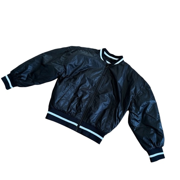 Old Navy Black Bomber Jacket Full Zip Water Resistant Cuff Sleeves Size M 8 - Picture 1 of 5